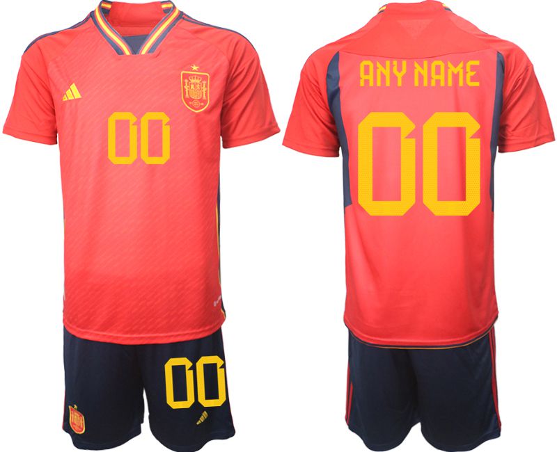 Men 2022 World Cup National Team Spain home red customized Soccer Jerseys